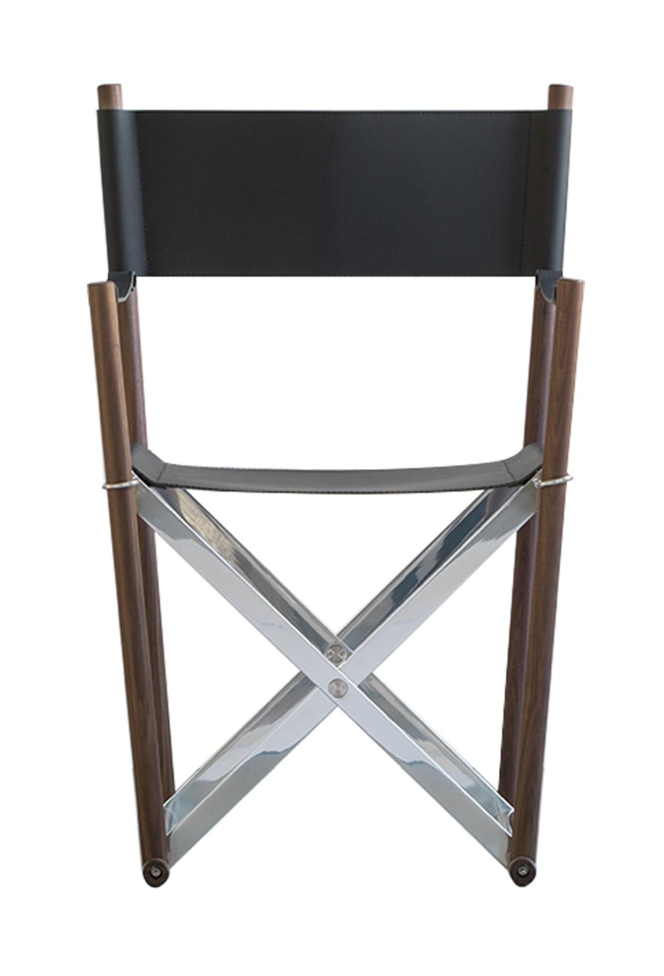 Chaise Regista en cuir | Assise: Leer | Piètement / Base: Iroko Wood