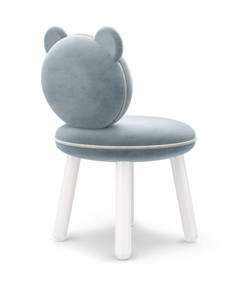 Chaise enfant Ours duveteux bleu clair