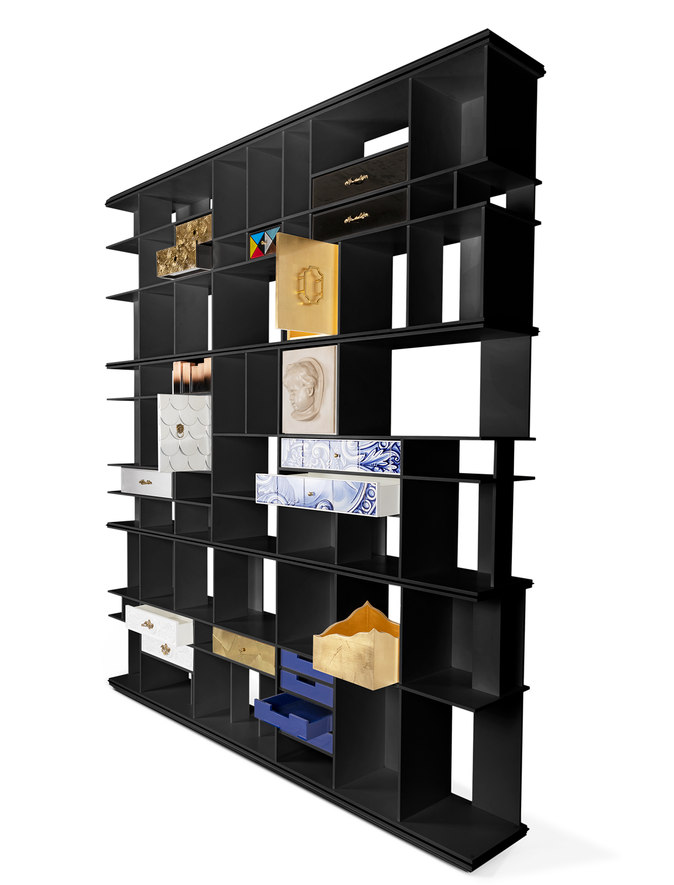 Curator zwarte boekenkast