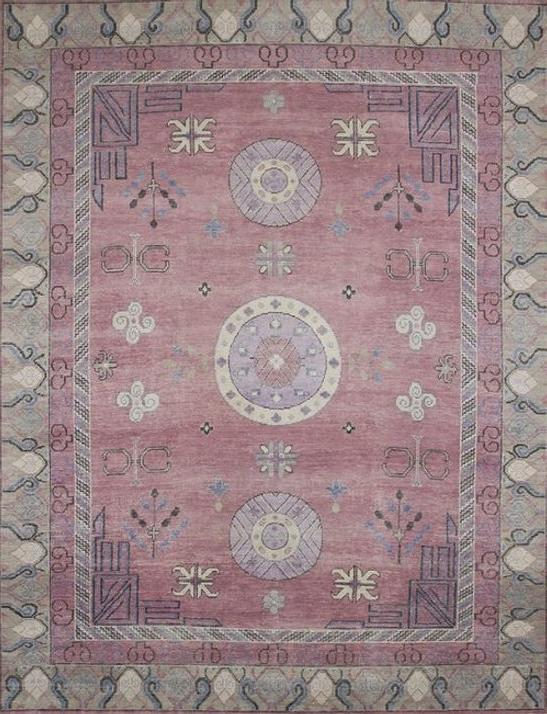 Tapis noué à la main Khotan laine violet