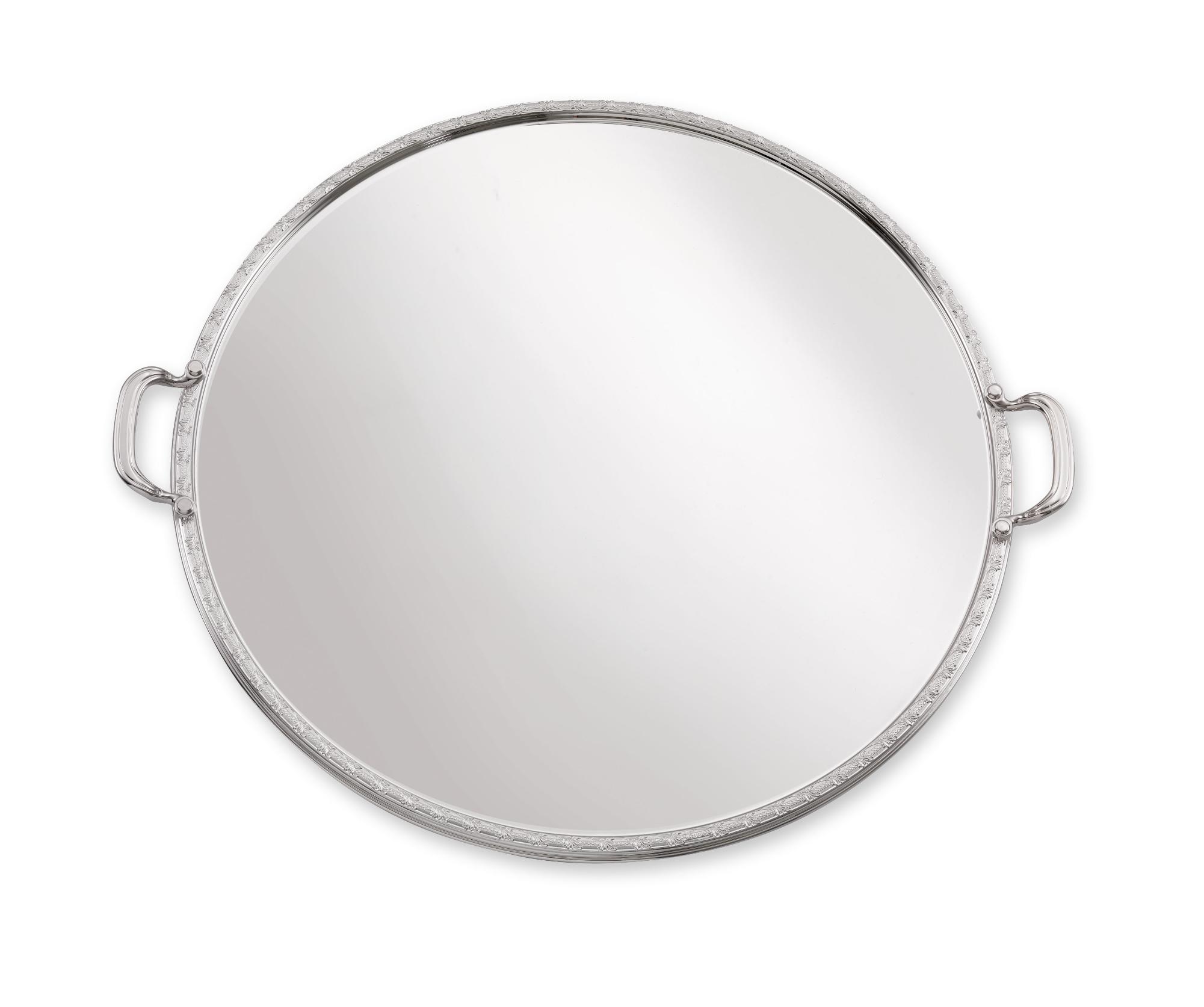 Royal zilveren rond dienblad met handvatten