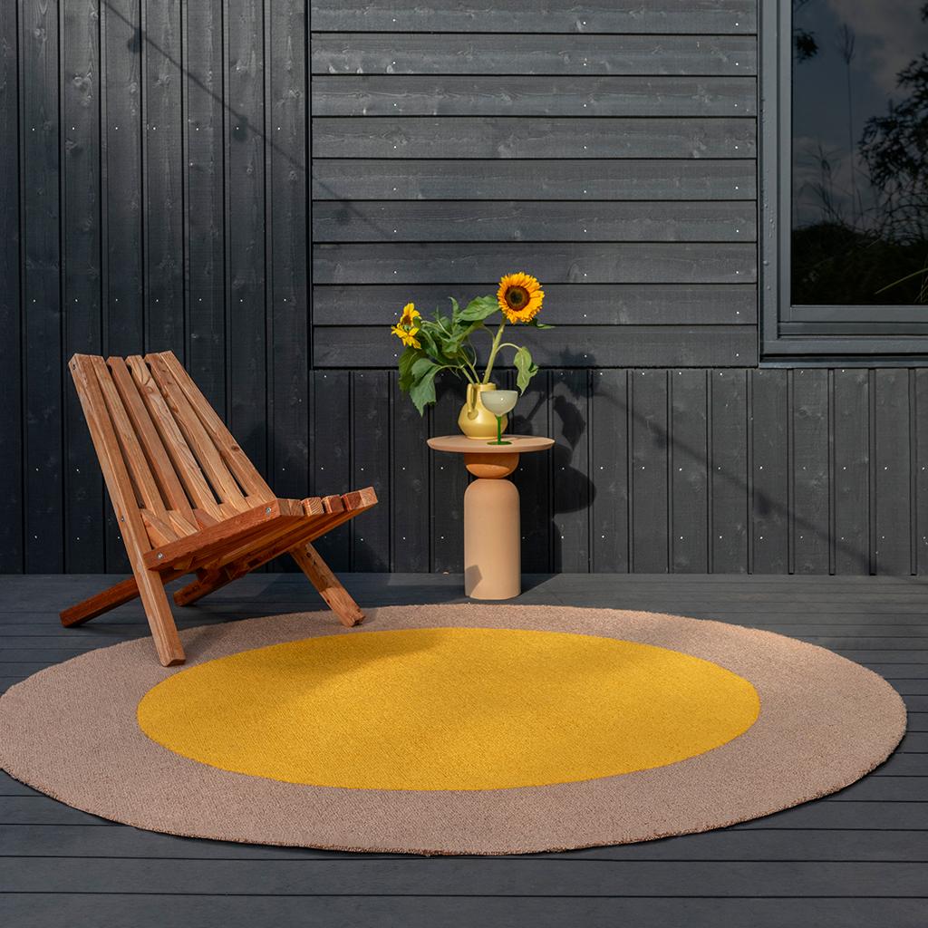 Tapis d’extérieur Festival rond jaune