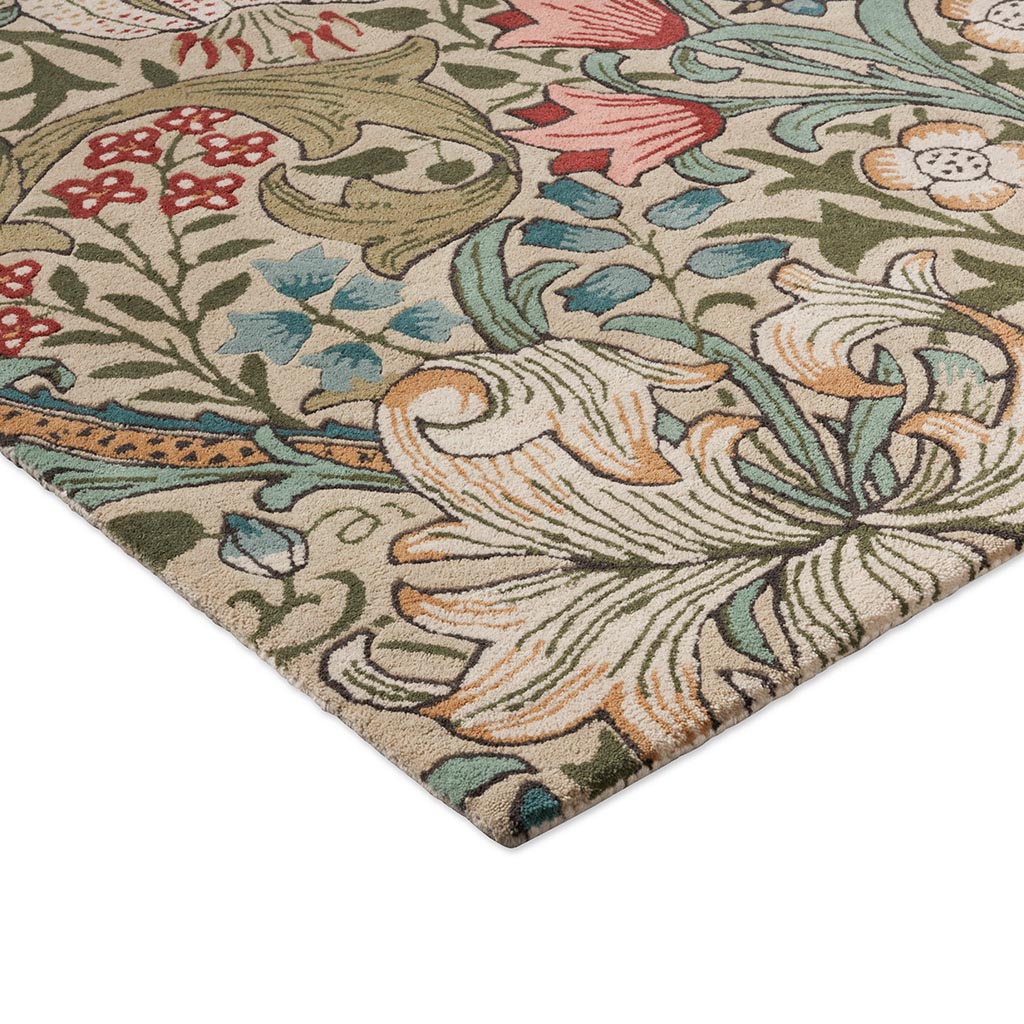 Tapis Golden Lily vert rouge de luxe | Taille: 250 × 350 cm