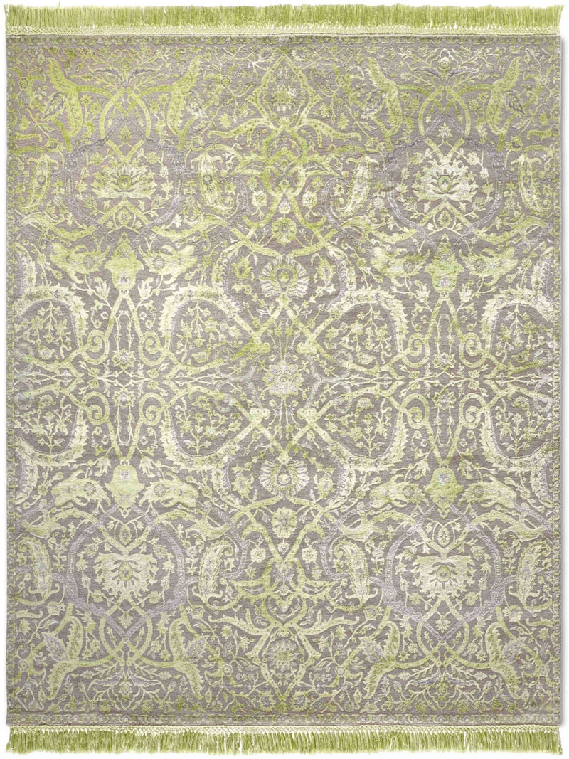Tapis de luxe noué à la main Heriz vert pomme