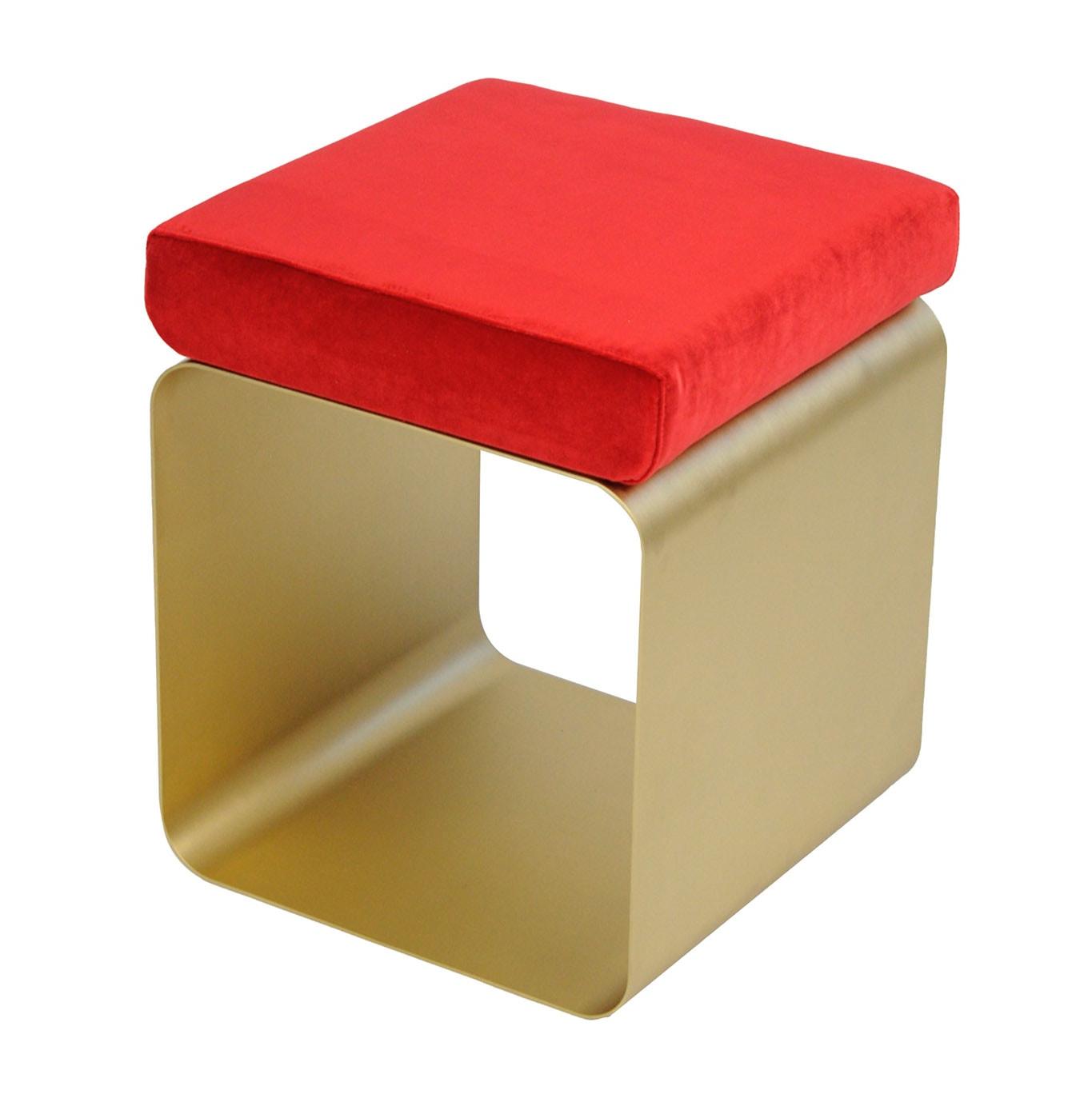 Rode kruk met metalen onderstel