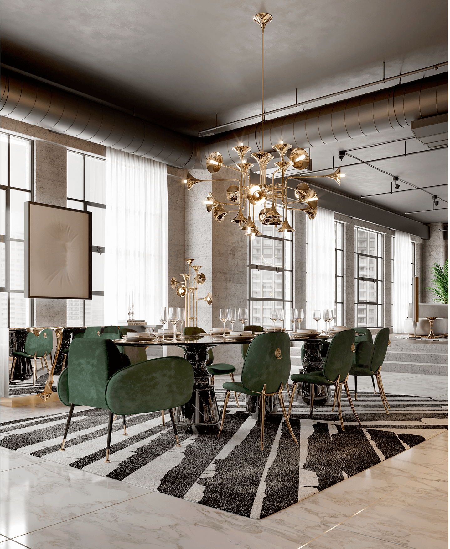 Grande table à manger ovale Obsidian XL Nero Marquina