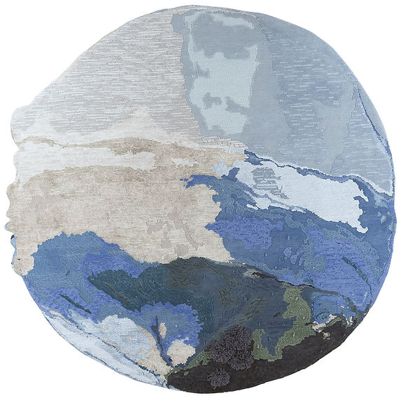 Tapis exclusif noué à la main bleu