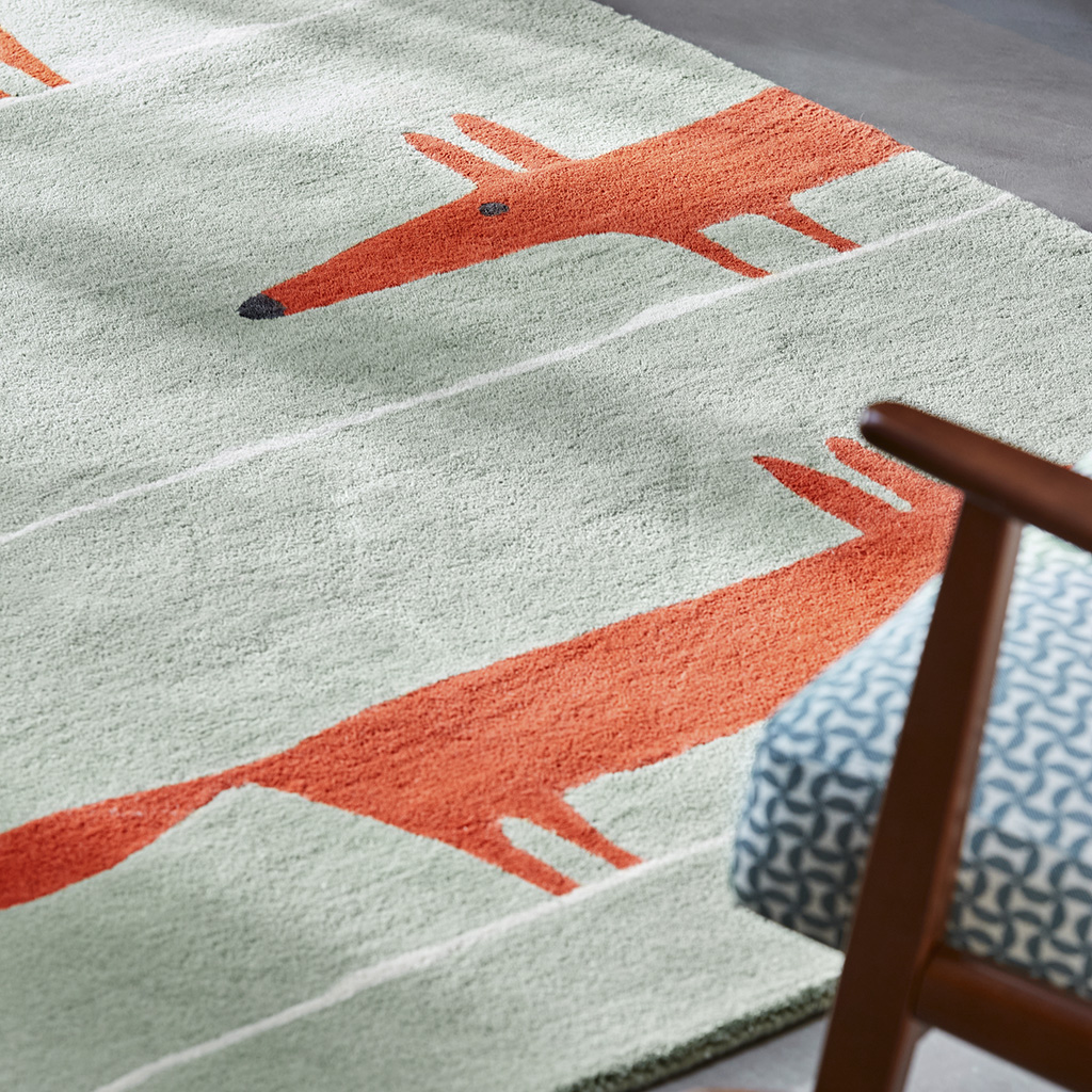 Tapis Mr. Fox menthe/coquelicot | Taille: 140 × 200 cm