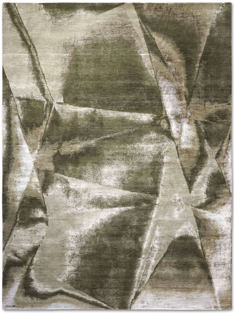 Olive handgeknoopt vloerkleed