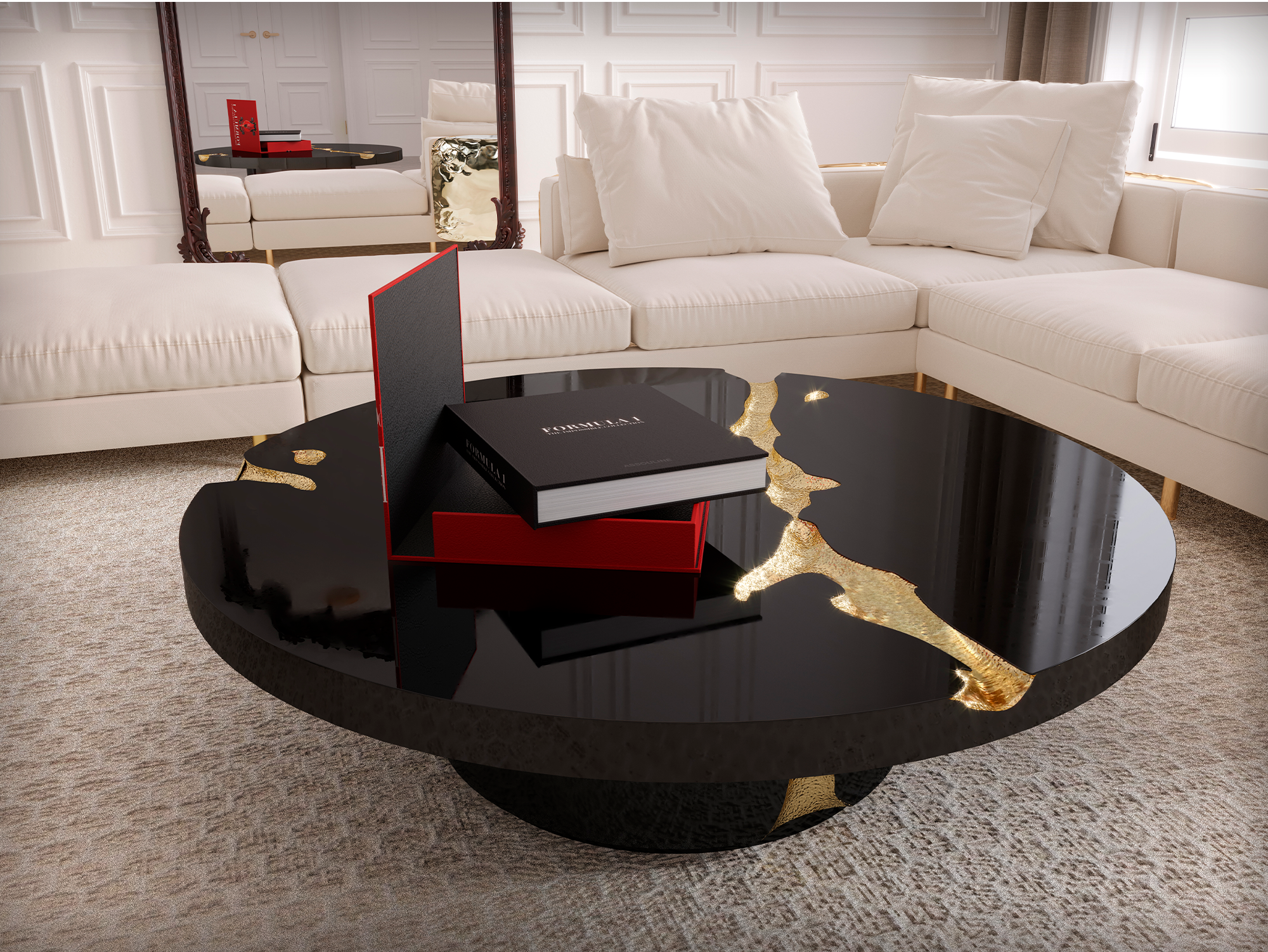 Ensemble de tables centrales Dominion noir 3 pièces