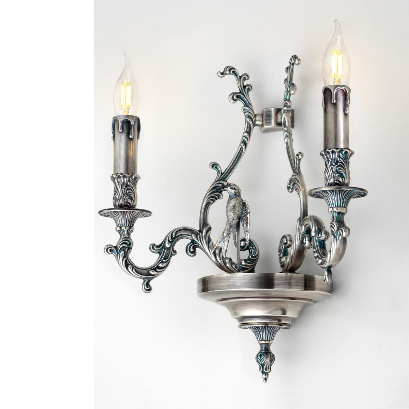 Bird blauw/zilver wandlamp met 2 lichtpunten