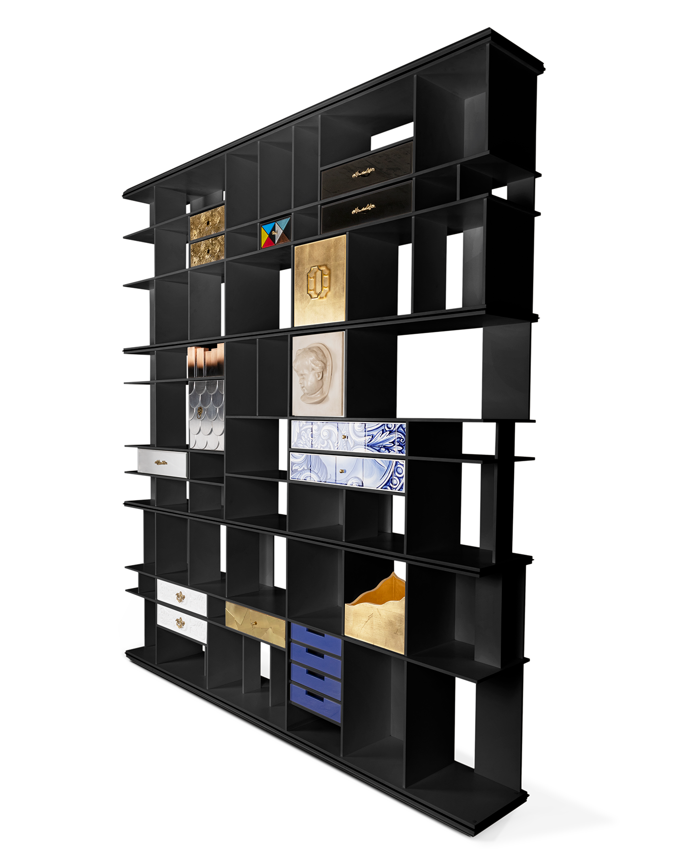 Curator zwarte boekenkast