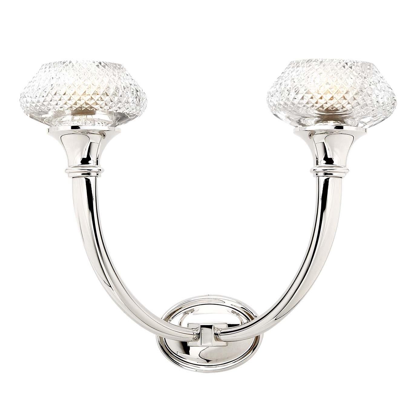 Coppe kristallen wandlamp met nikkel afwerking