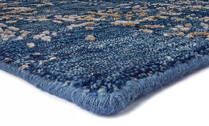 Luxury abstract blauw goud vloerkleed | Maat: 200 × 300 cm