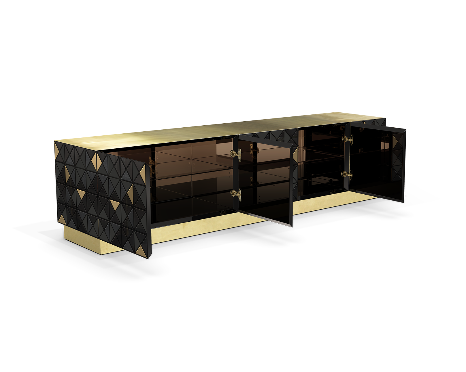 Meuble TV Mosaic noir et or