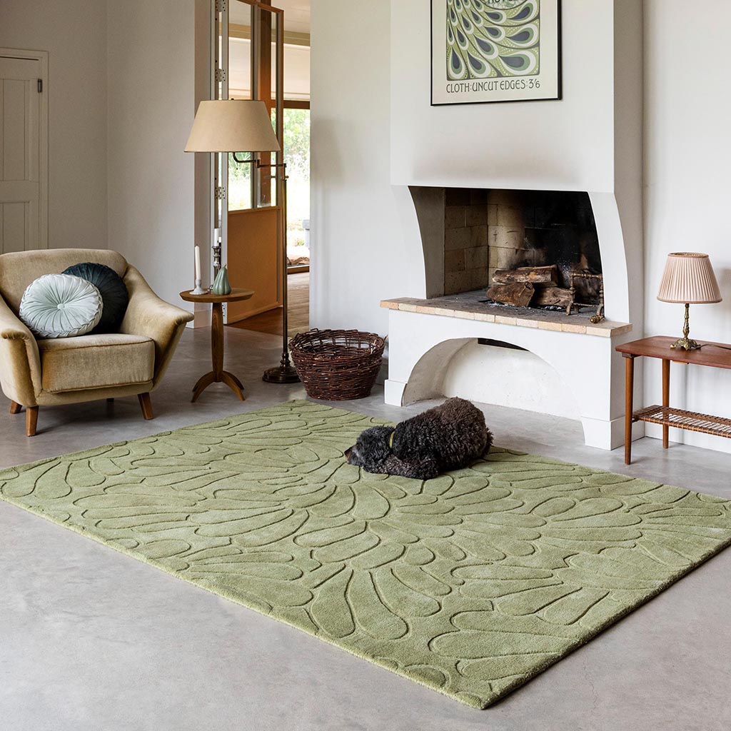Tapis Coleby Petals vert haie | Taille: 250 × 350 cm