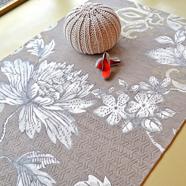 Fable Floral grijs vloerkleed | Maat: 250 × 350 cm
