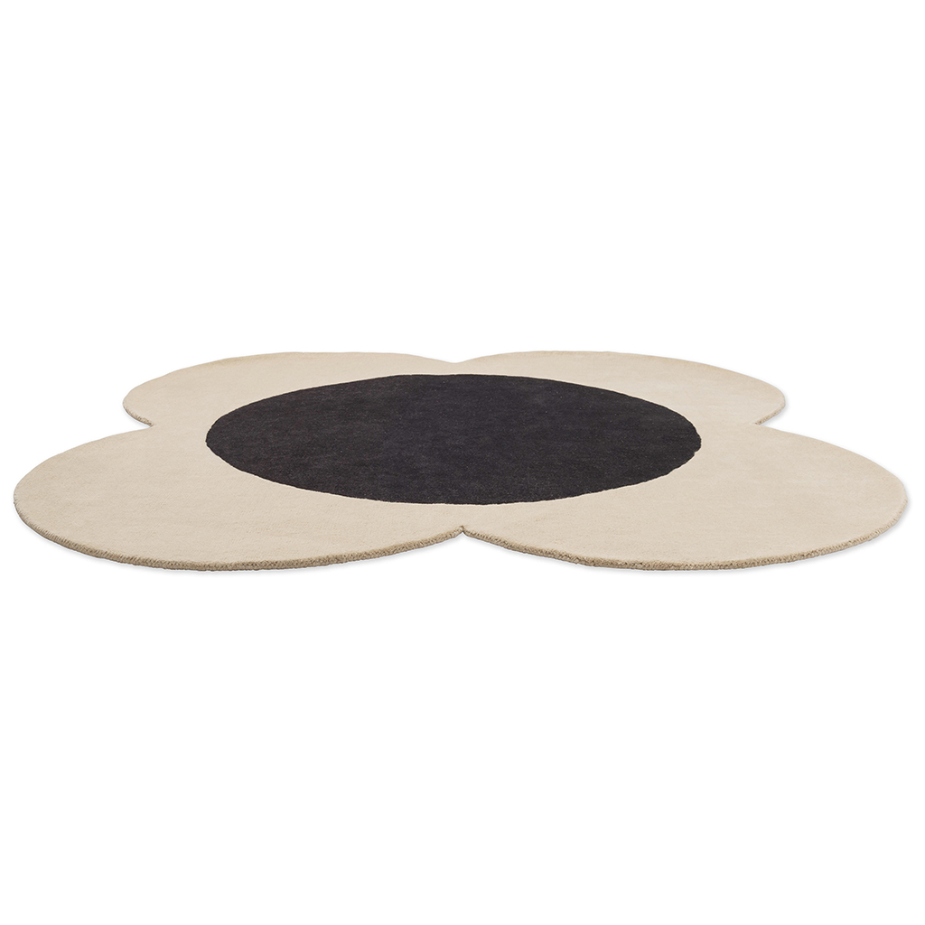 Tapis en laine designer Flower Spot écru/noir | Taille: Ø 200 cm