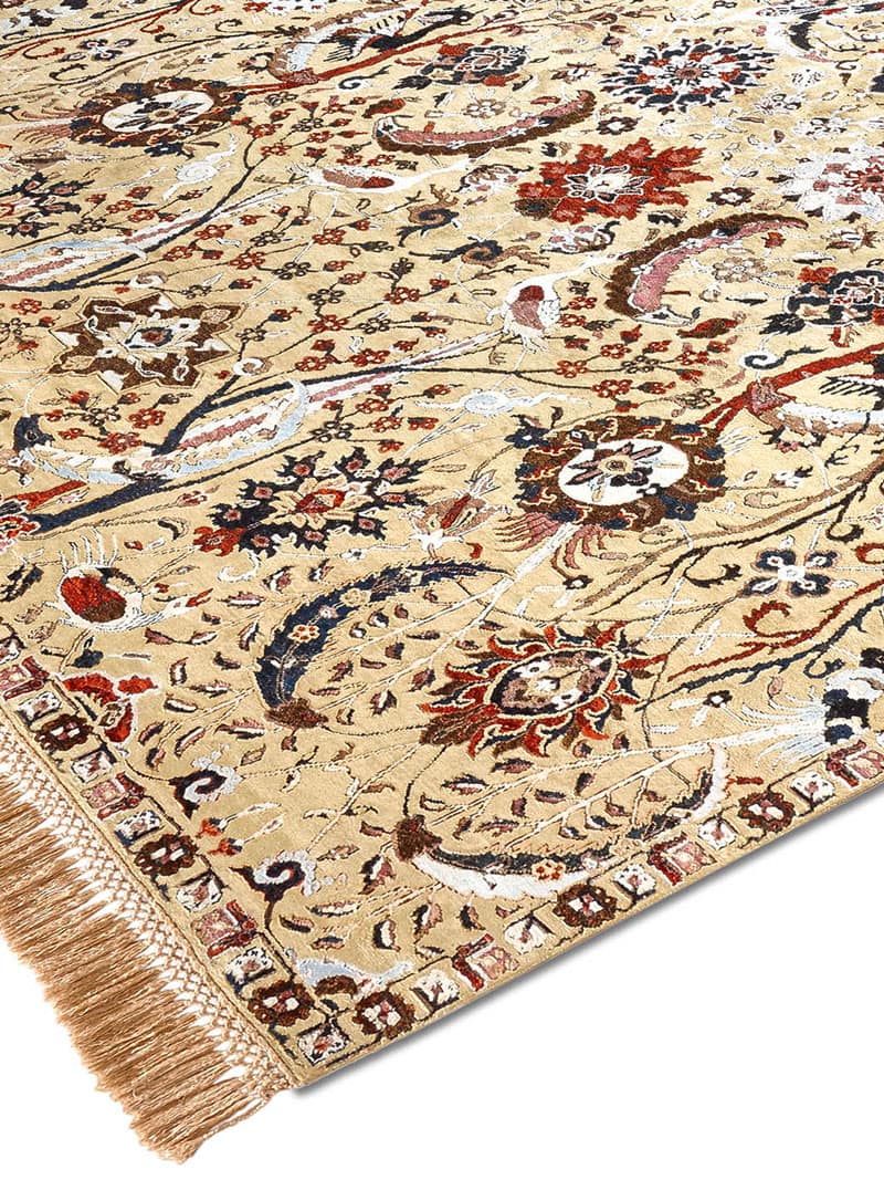 Kerman geel handgemaakt luxe vloerkleed