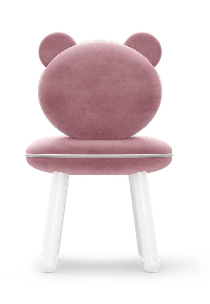 Chaise enfant Ours duveteux rose
