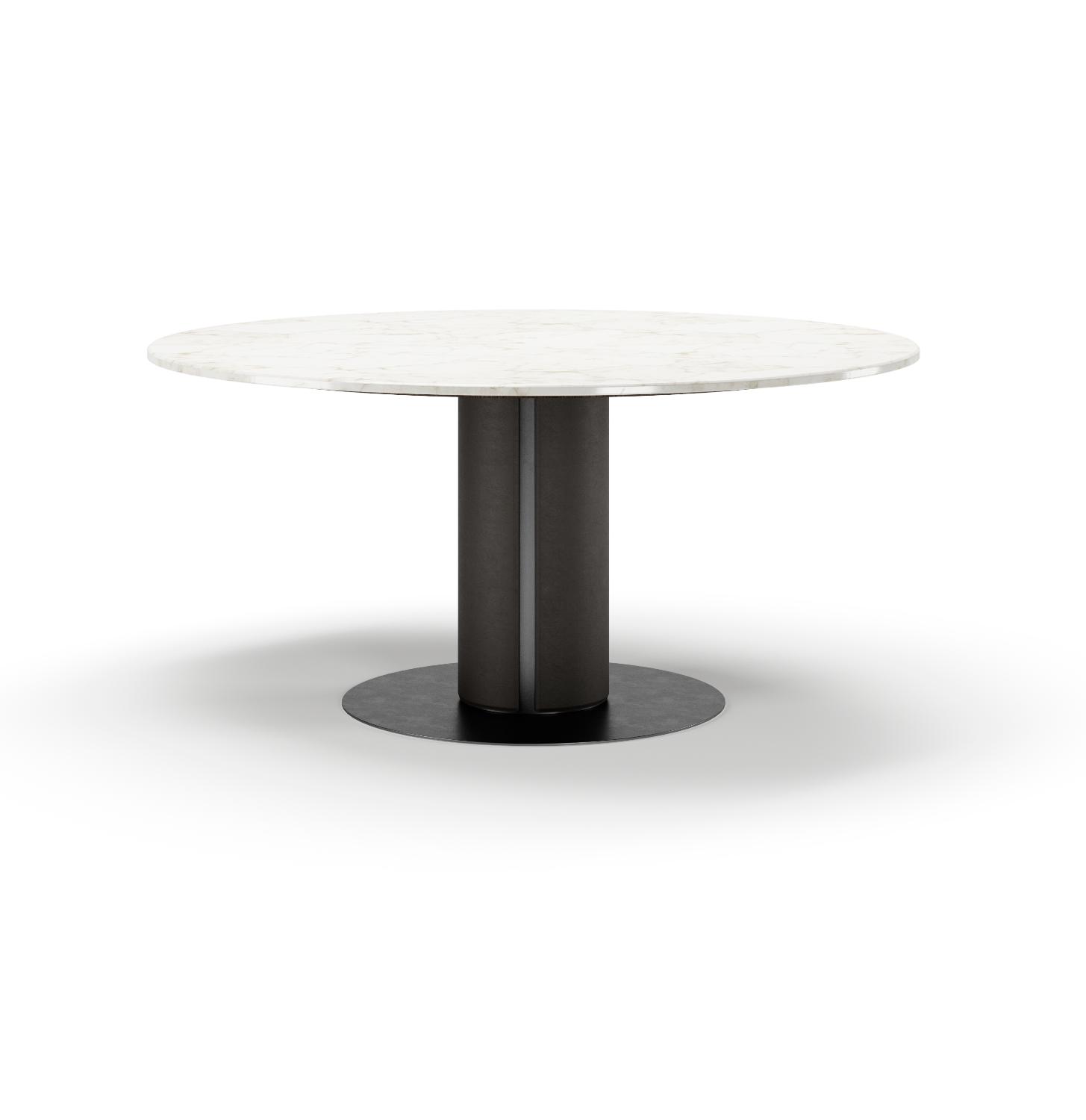 Table à manger ronde sur piédestal en marbre Edward