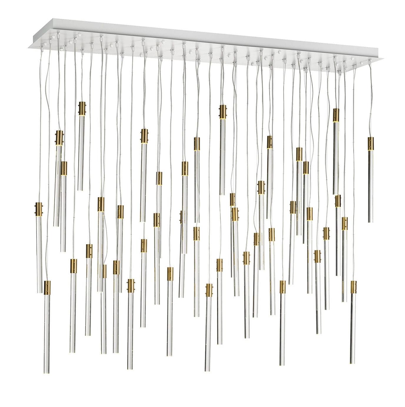 Suspension avec 43 pendentifs en verre transparent
