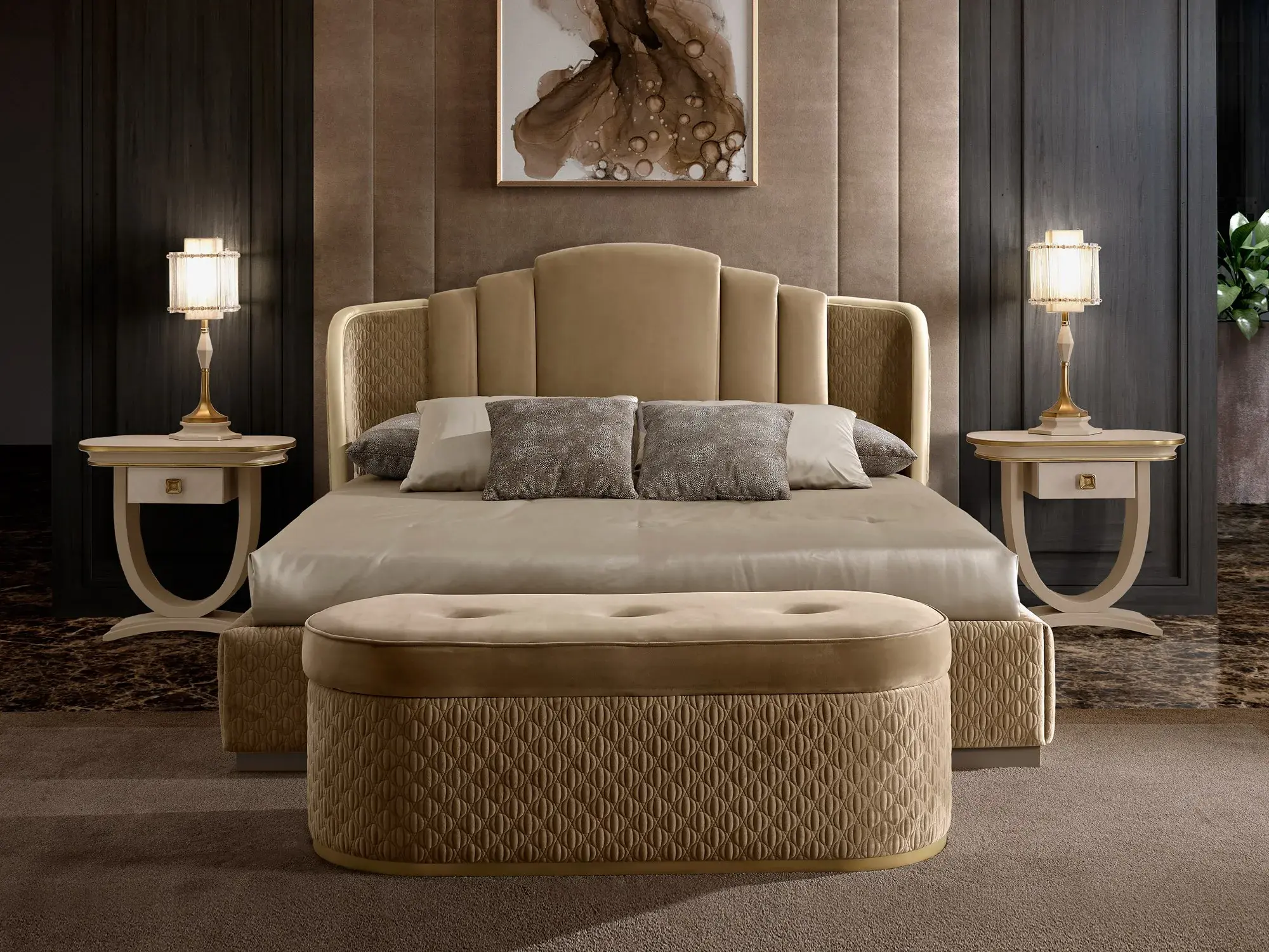 Beige luxe bed