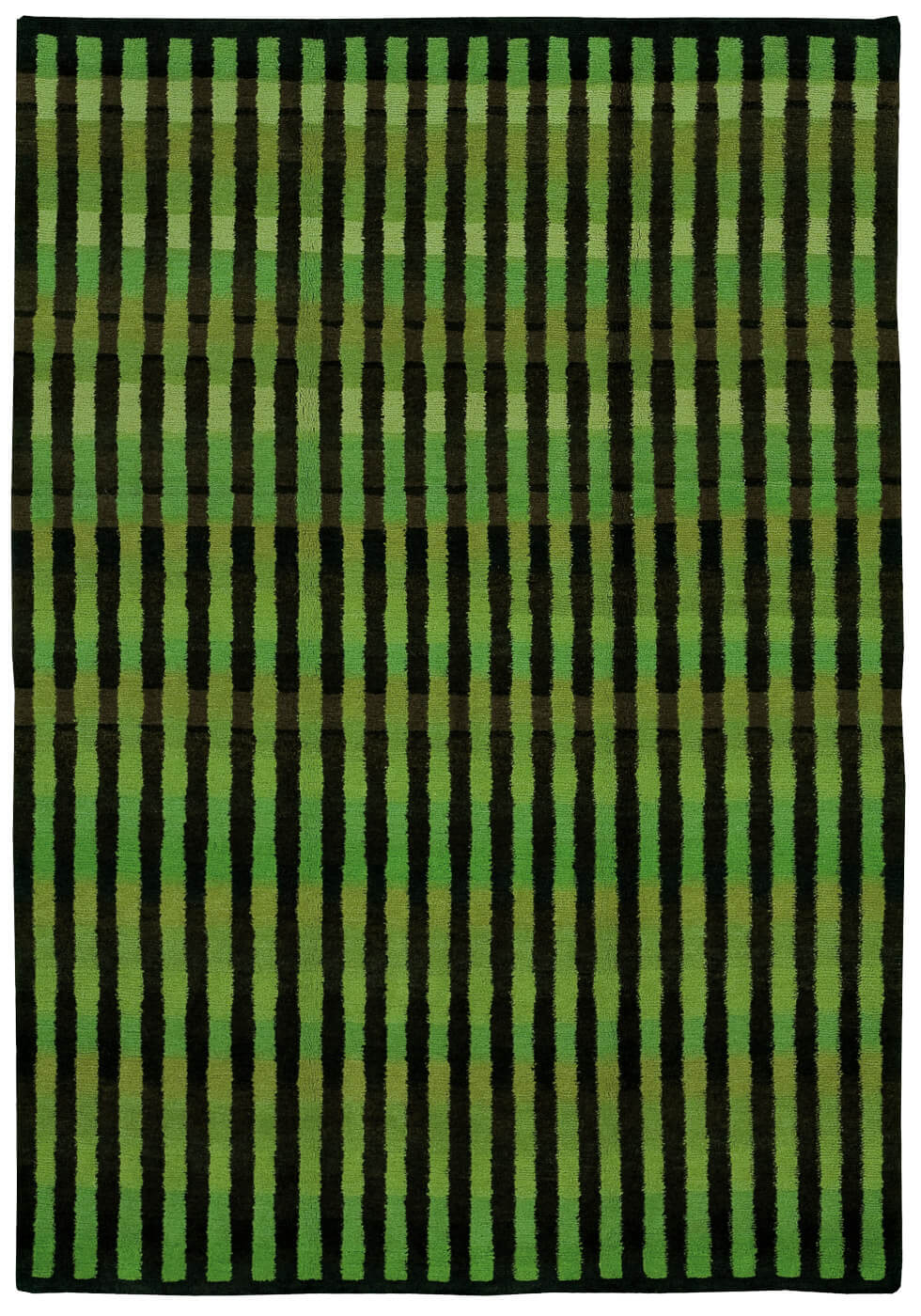 Gamba verticale strepen zwart groen vloerkleed | Maat: 200 × 300 cm
