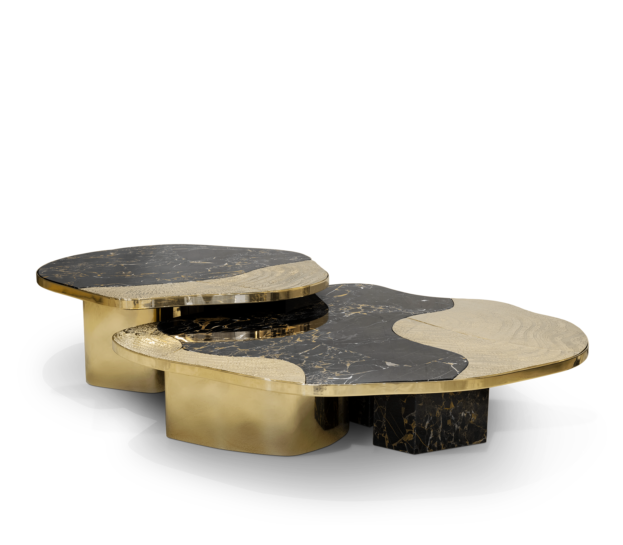 Ensemble de tables Athena marbre Portoro & or