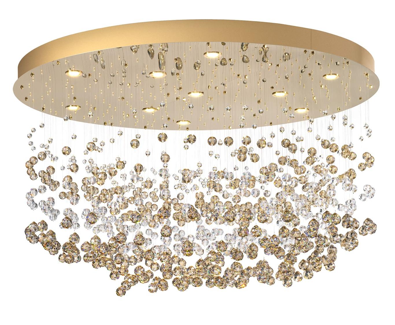 Lustre élégant en or pâle avec sphères en cristal