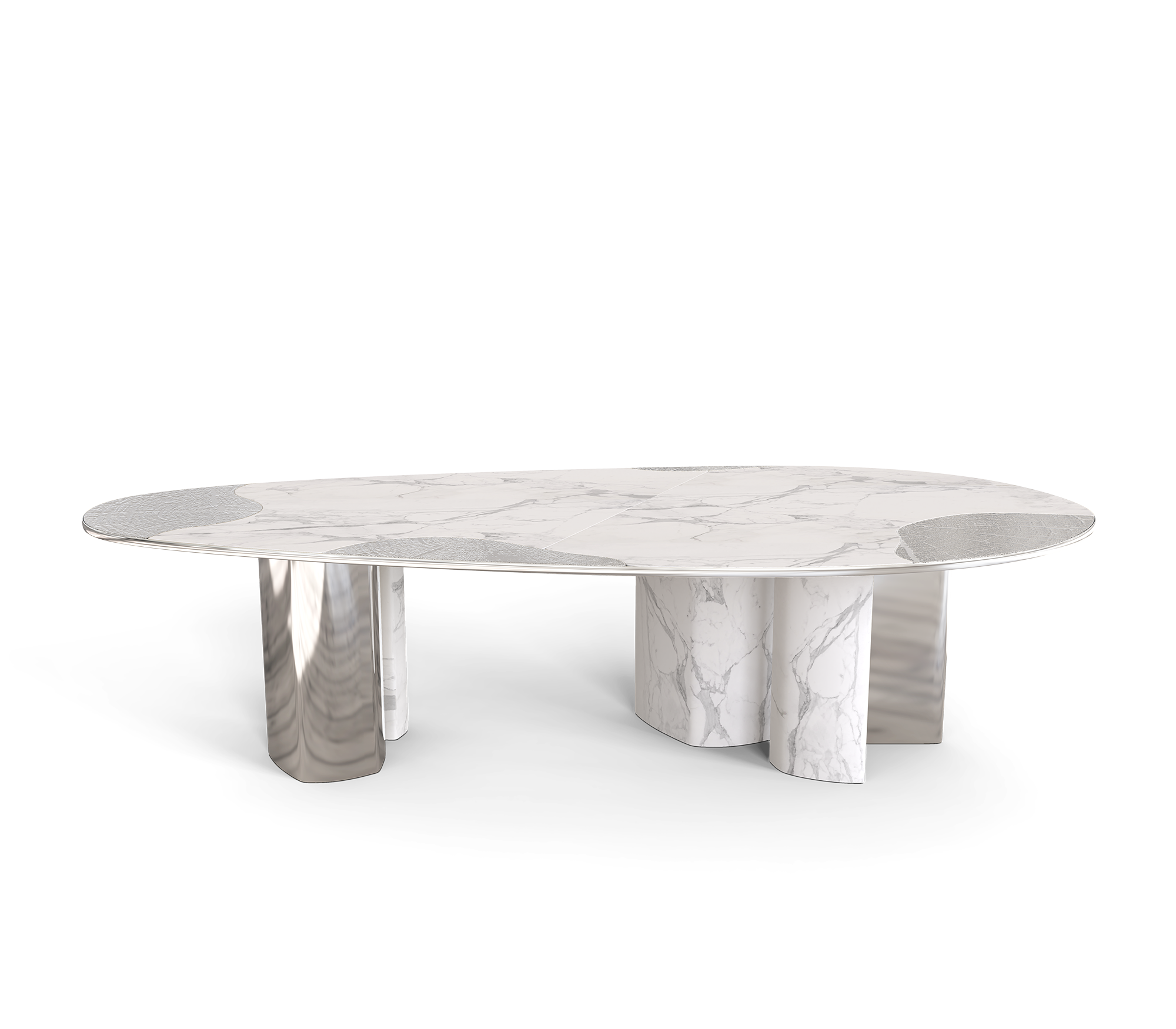 Athena Carrara marmer en zilveren eettafel