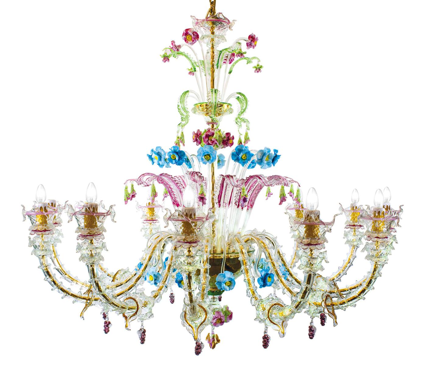 Lustre en verre de Murano multicolore