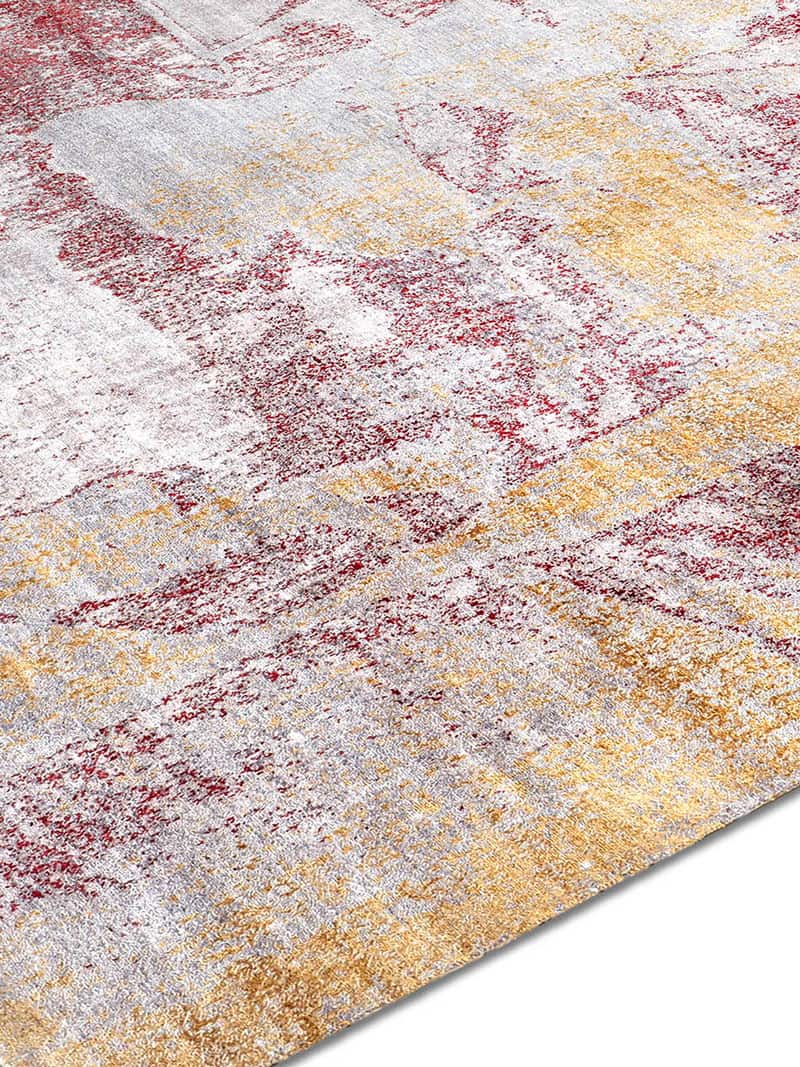 Tapis noué à la main or corail