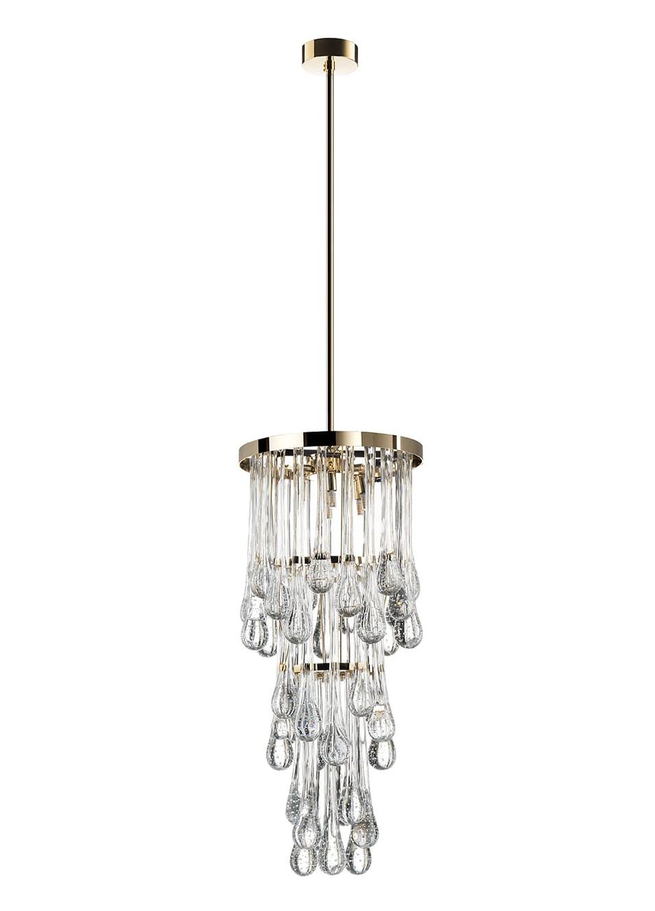 Lustre cascade en Murano or doux