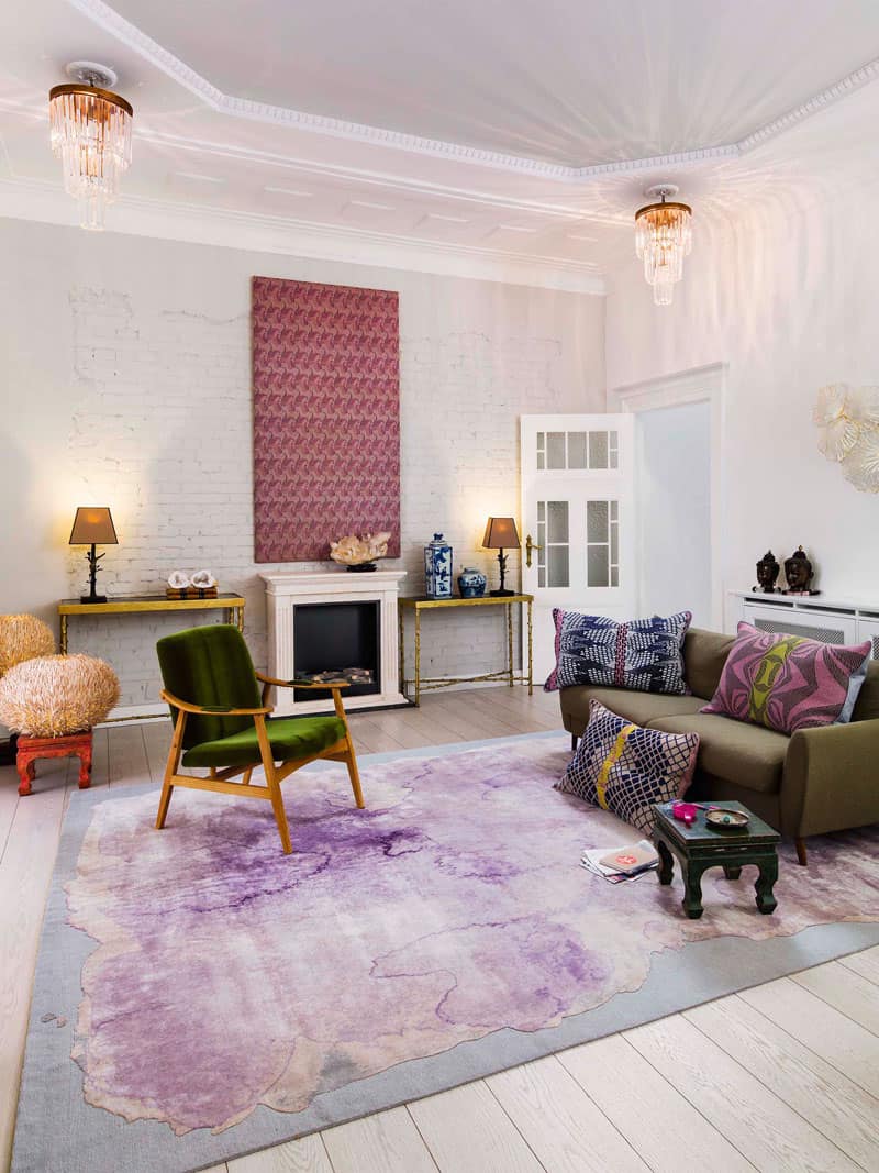 Tapis de luxe noué à la main Mono violet