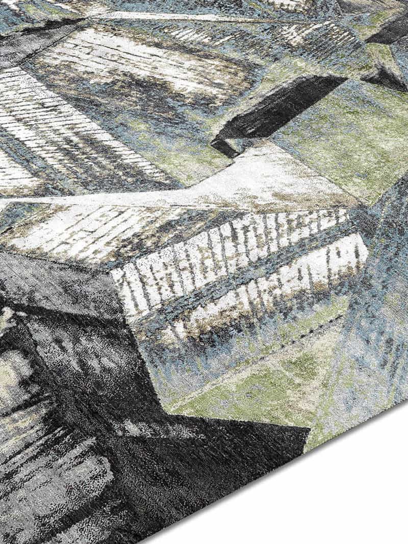 Tapis noué à la main Brutalism vert | Taille: 122 × 183 cm