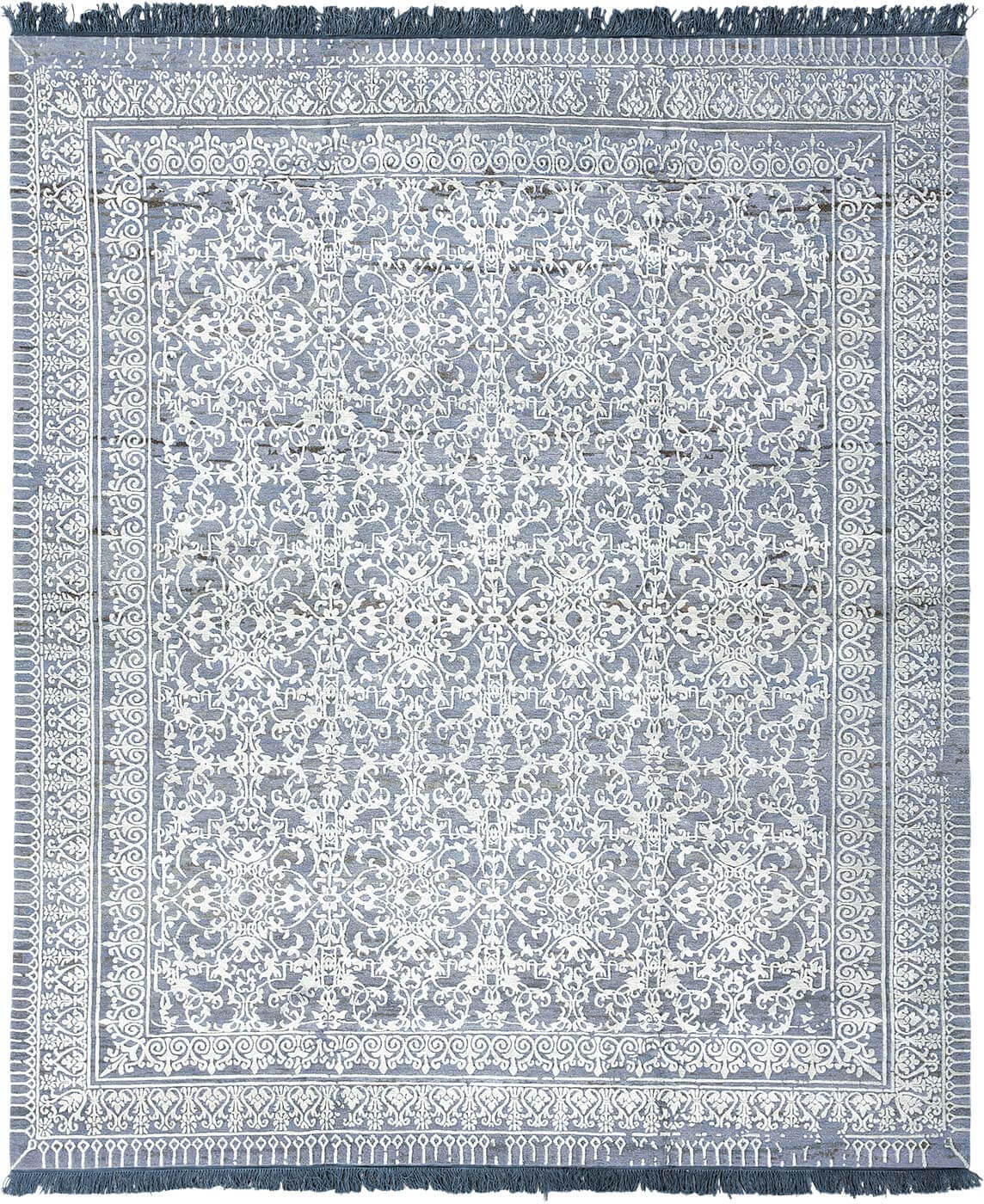 Tapis Ferrara Radi Little Rocked bleu blanc | Taille: 400 × 500 cm