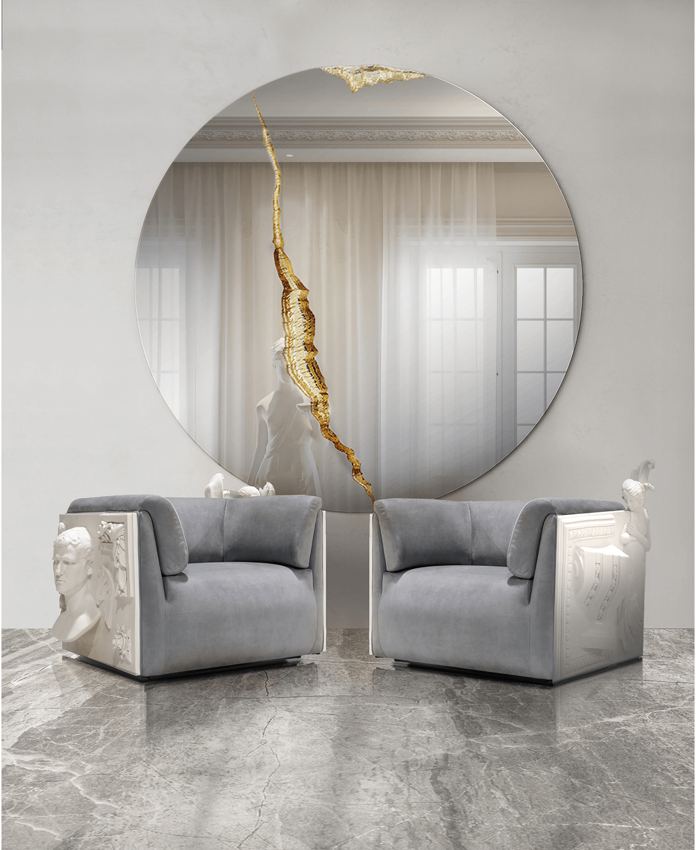 Miroir mural rond II Illumina