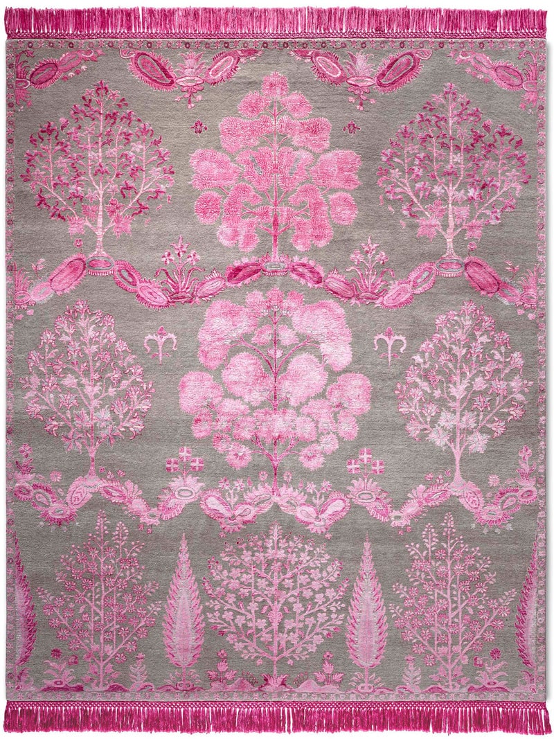 Tapis de luxe fait main Mughal rose