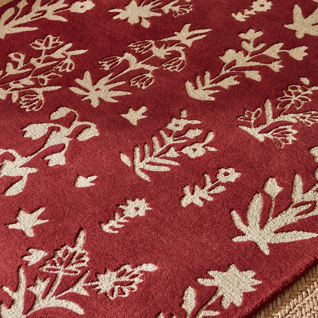 Woodland Glade pruimrood vloerkleed | Maat: 250 × 350 cm