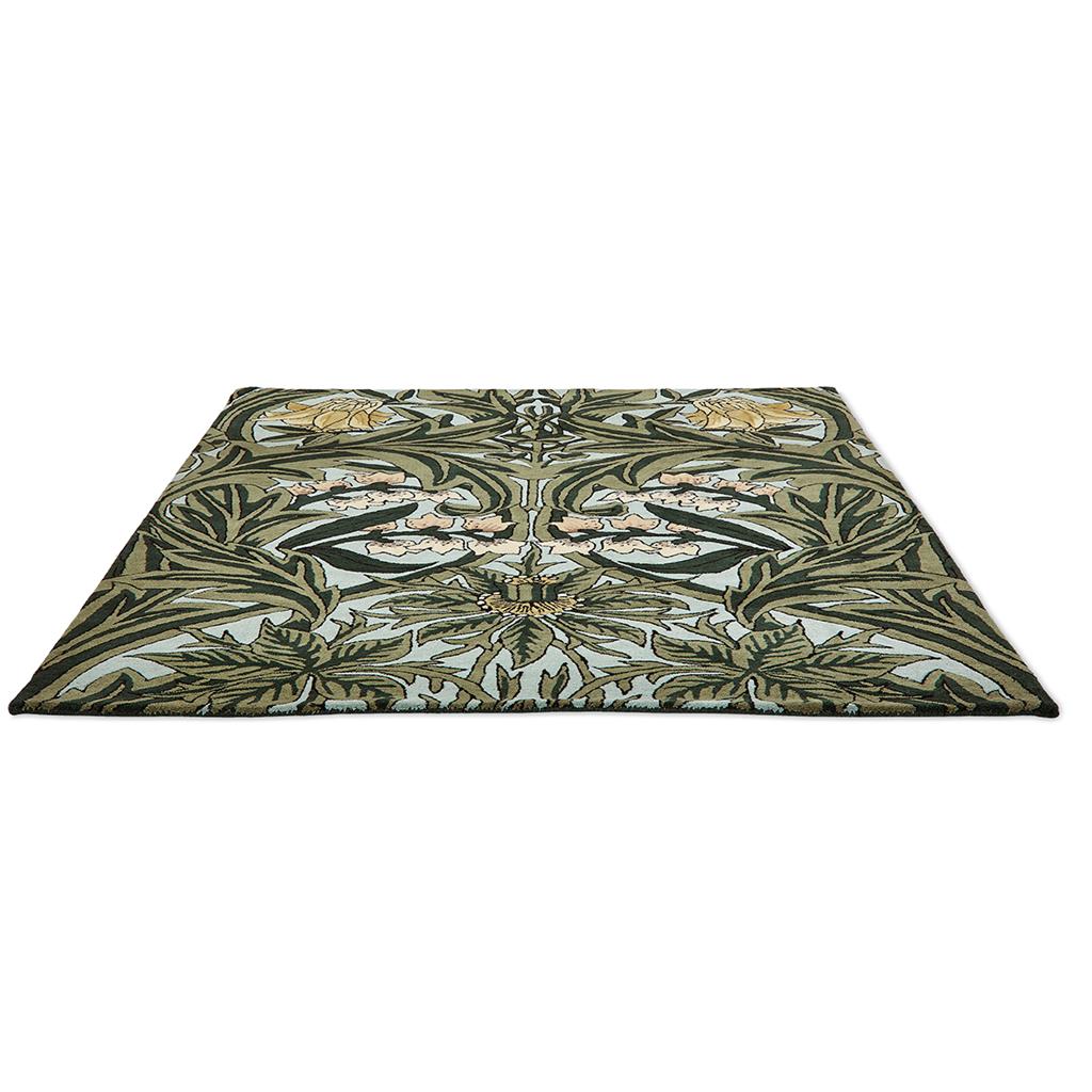Tapis en laine/viscose Bluebell Leafy Arb vert
