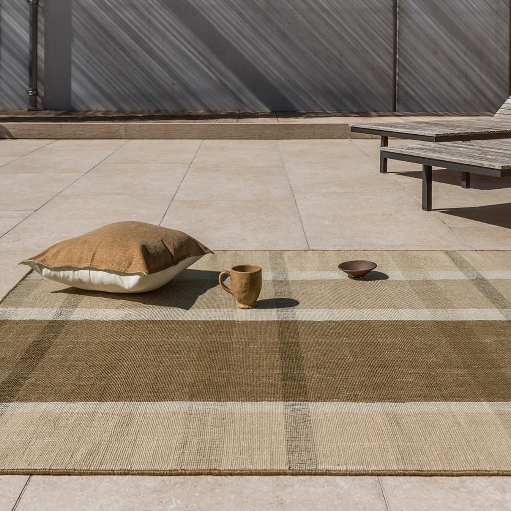 Zona cashew blokstreep outdoor tapijt | Maat: 200 × 280 cm