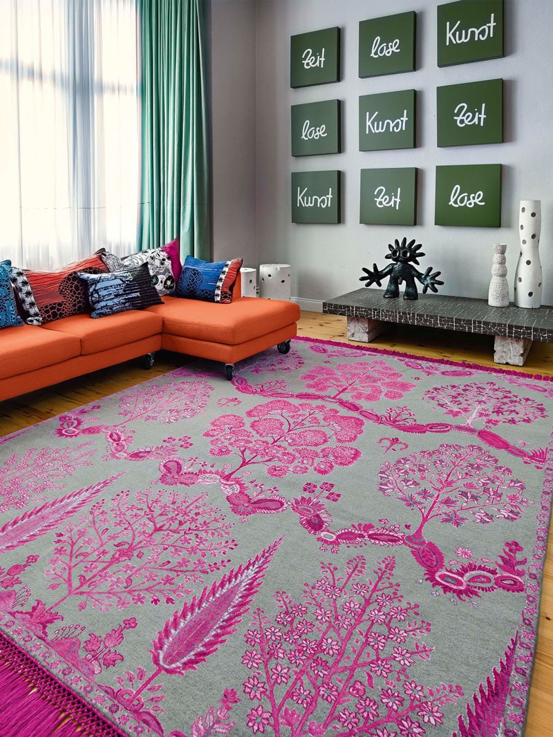 Tapis de luxe fait main Mughal rose