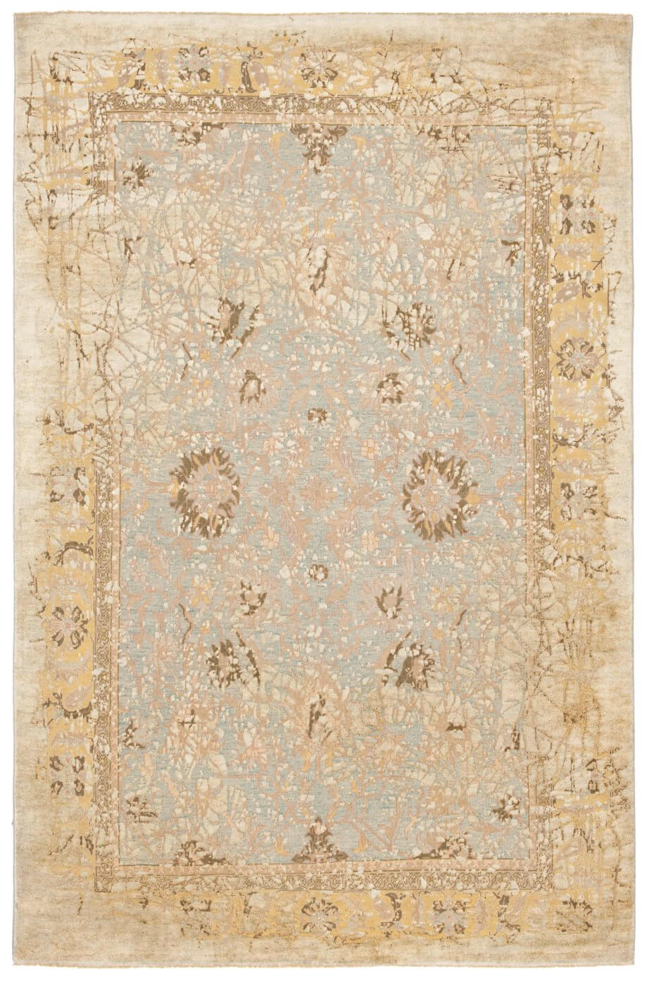 Tapis Ziegler Prince Pleasure bleu gris en soie | Taille: 250 × 300 cm