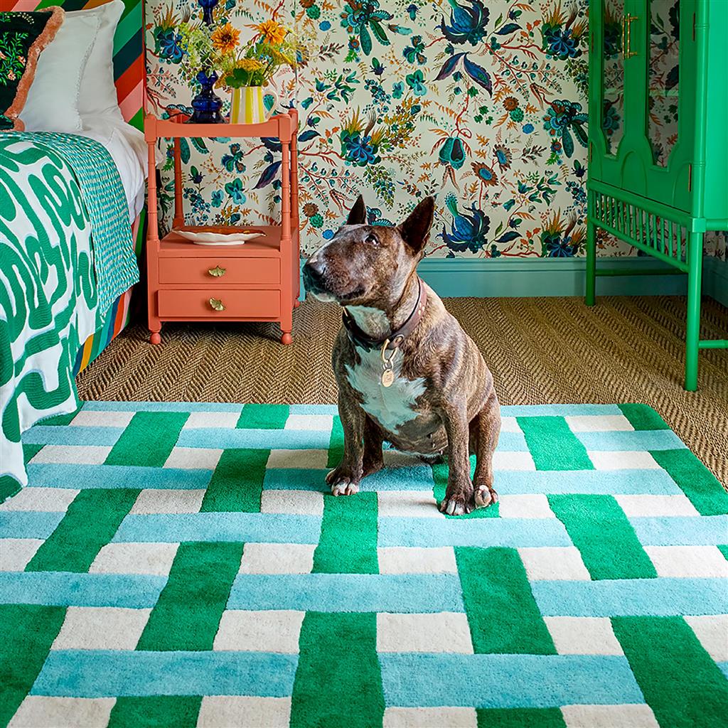 Basket Weave smaragd/aquamarijn tapijt | Maat: 170 × 240 cm