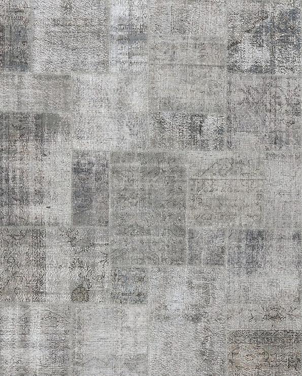 Lichtgrijs patchwork vloerkleed