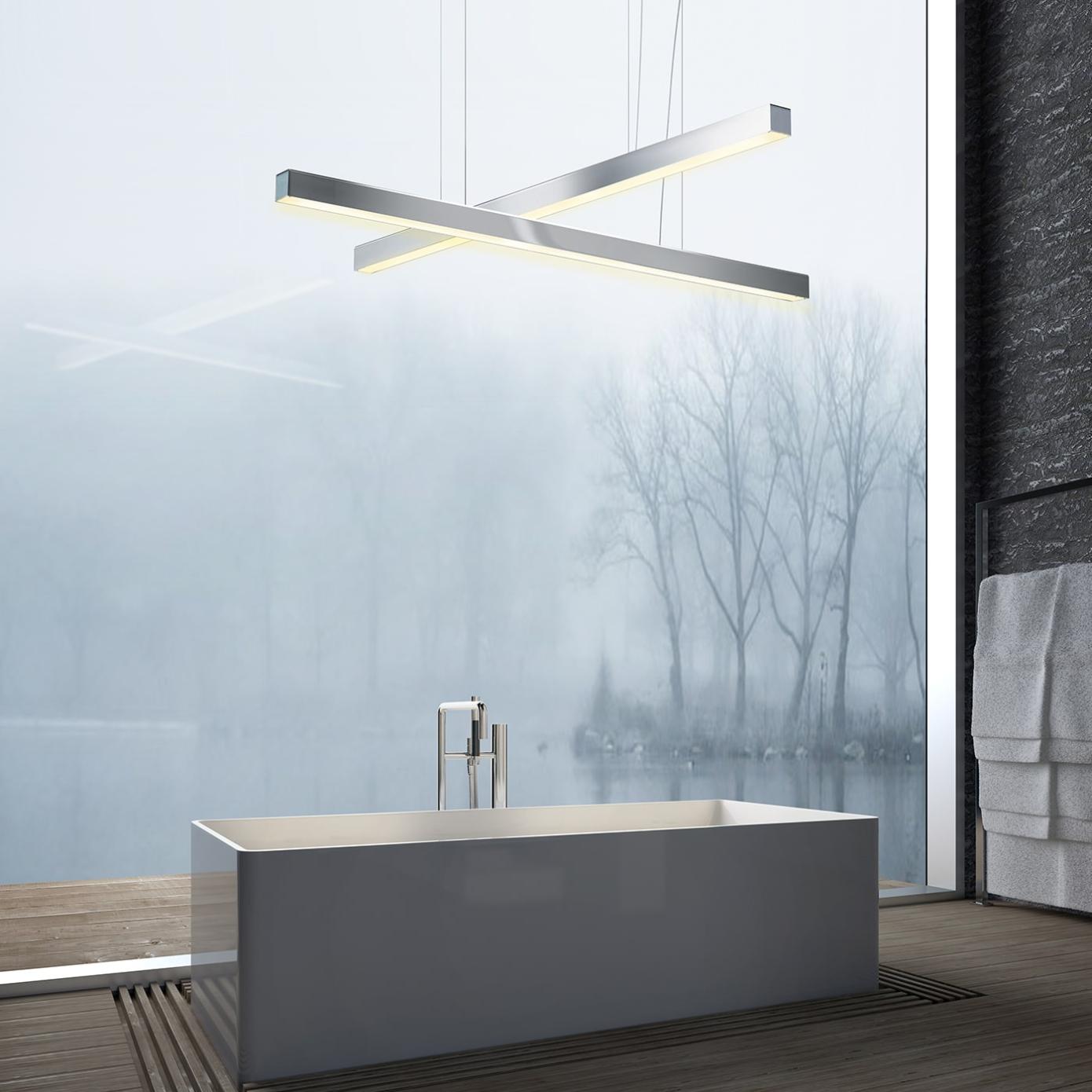 Suspension linéaire LED en nickel poli