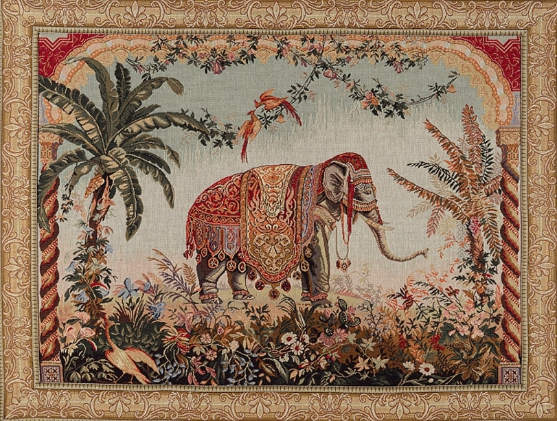 Olifant met rand wandtapijt | Maat: 75 × 100 cm