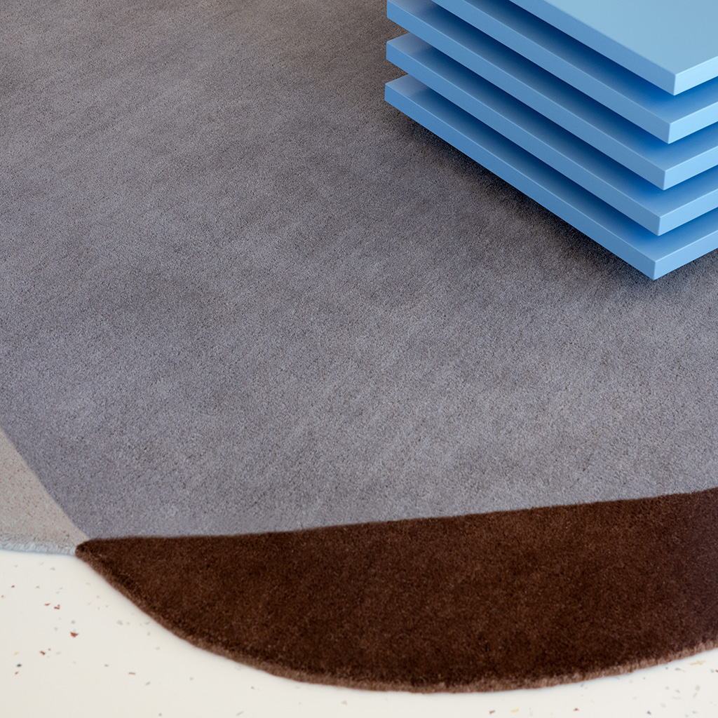 Tapis Element Chad brun/bleu | Taille: 160 × 175 cm