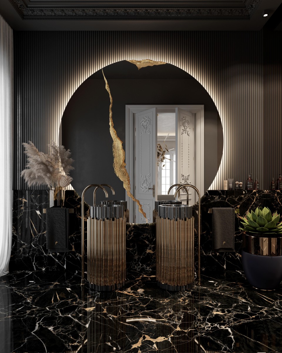 Lavabo Harmony noir/or